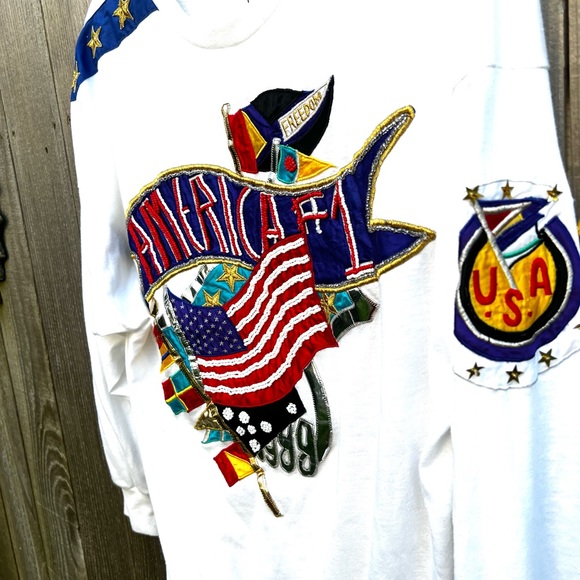 1987 Vintage Appliquéd Bonnie Boerer & Co. America Freedom #1 Yacht Top LARGE - Picture 6 of 13